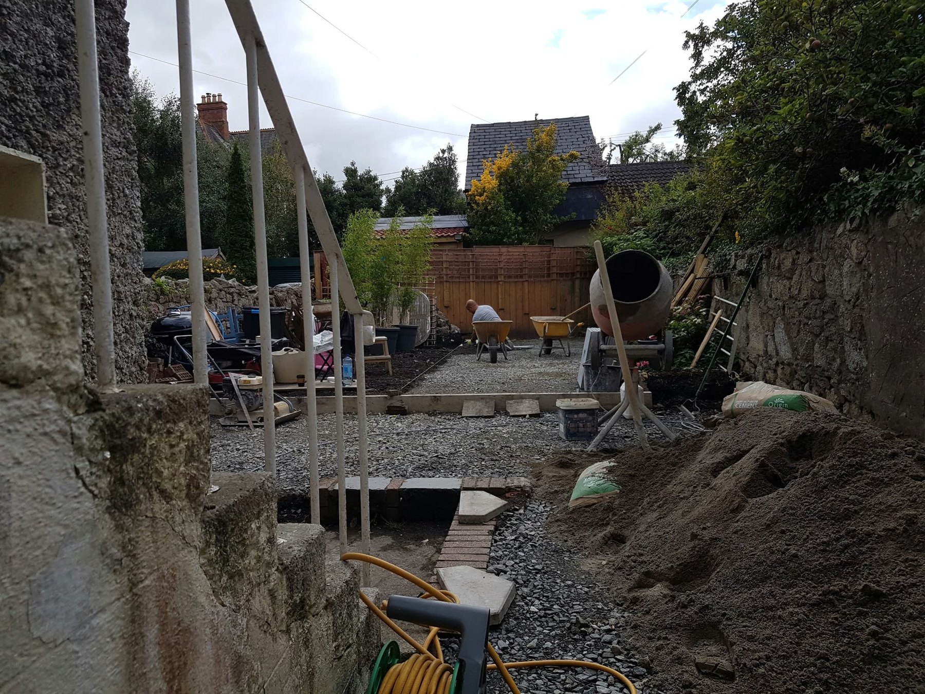 Garden excavation and groundwork in progress